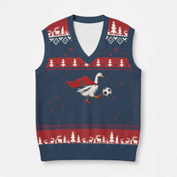 Morocco Soccer V-Neck Knit Sweater Vest Funny Goose Wearing Moroccan Flag Patriotic Football Fan Graphic