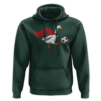Morocco Soccer Hoodie Funny Goose Wearing Moroccan Flag Patriotic Football Fan Graphic