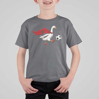 Morocco Soccer T Shirt For Kid Funny Goose Wearing Moroccan Flag Patriotic Football Fan Graphic