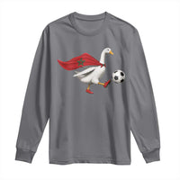 Morocco Soccer Long Sleeve Shirt Funny Goose Wearing Moroccan Flag Patriotic Football Fan Graphic
