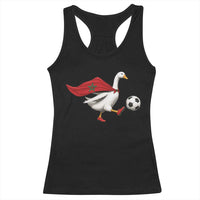 Morocco Soccer Racerback Tank Top Funny Goose Wearing Moroccan Flag Patriotic Football Fan Graphic