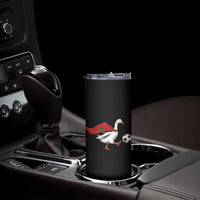 Morocco Soccer Skinny Tumbler Funny Goose Wearing Moroccan Flag Patriotic Football Fan Graphic