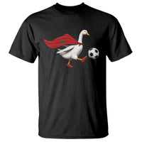 Morocco Soccer T Shirt Funny Goose Wearing Moroccan Flag Patriotic Football Fan Graphic