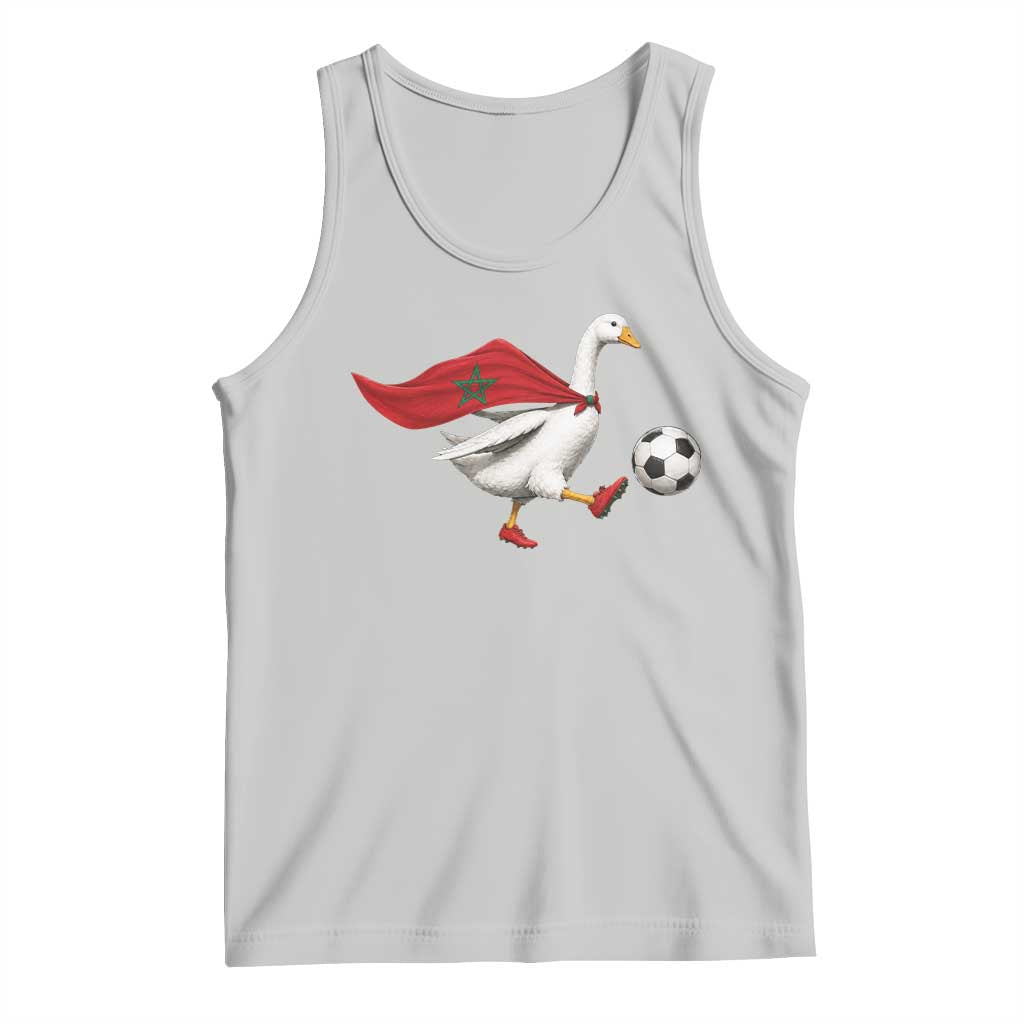 Morocco Soccer Tank Top Funny Goose Wearing Moroccan Flag Patriotic Football Fan Graphic