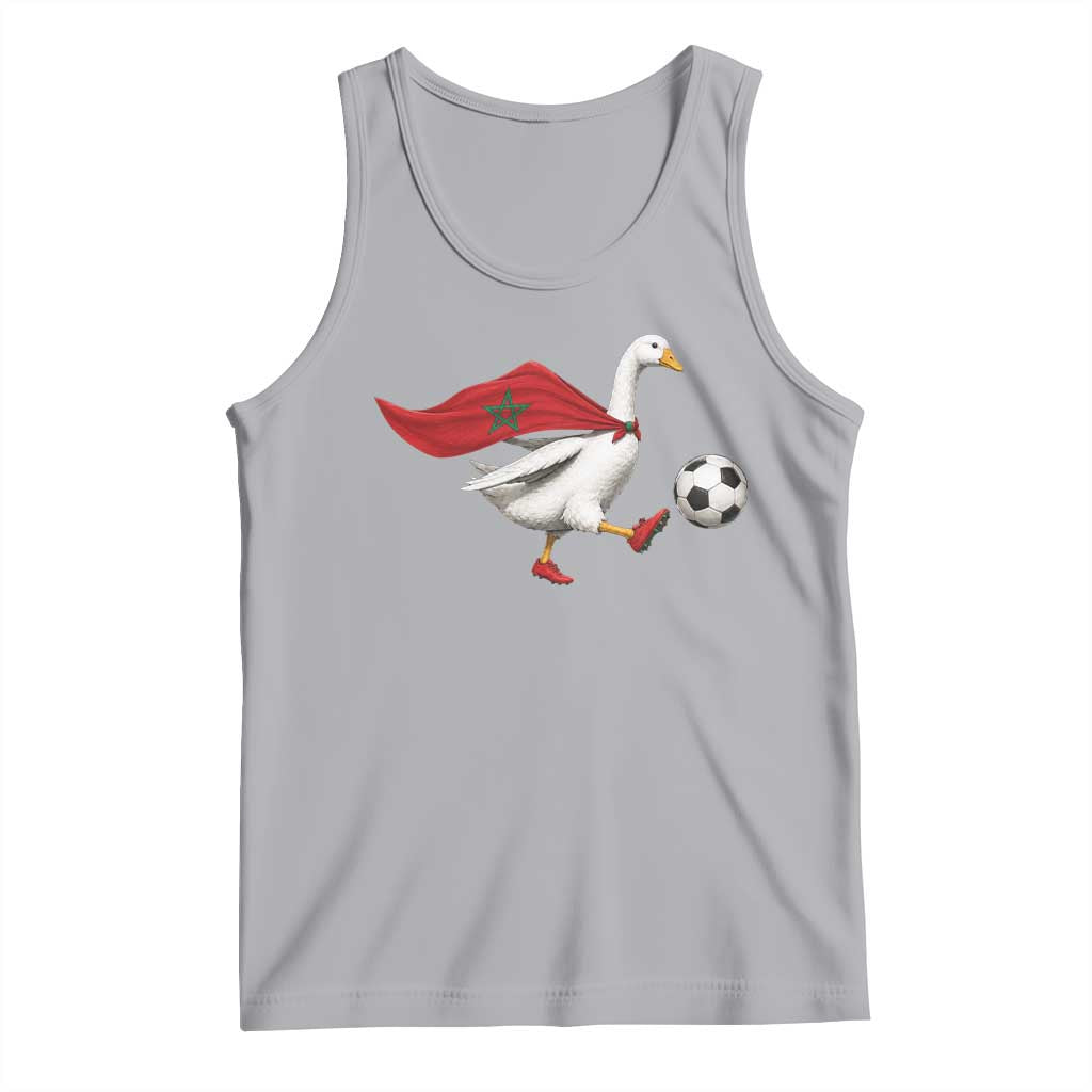 Morocco Soccer Tank Top Funny Goose Wearing Moroccan Flag Patriotic Football Fan Graphic