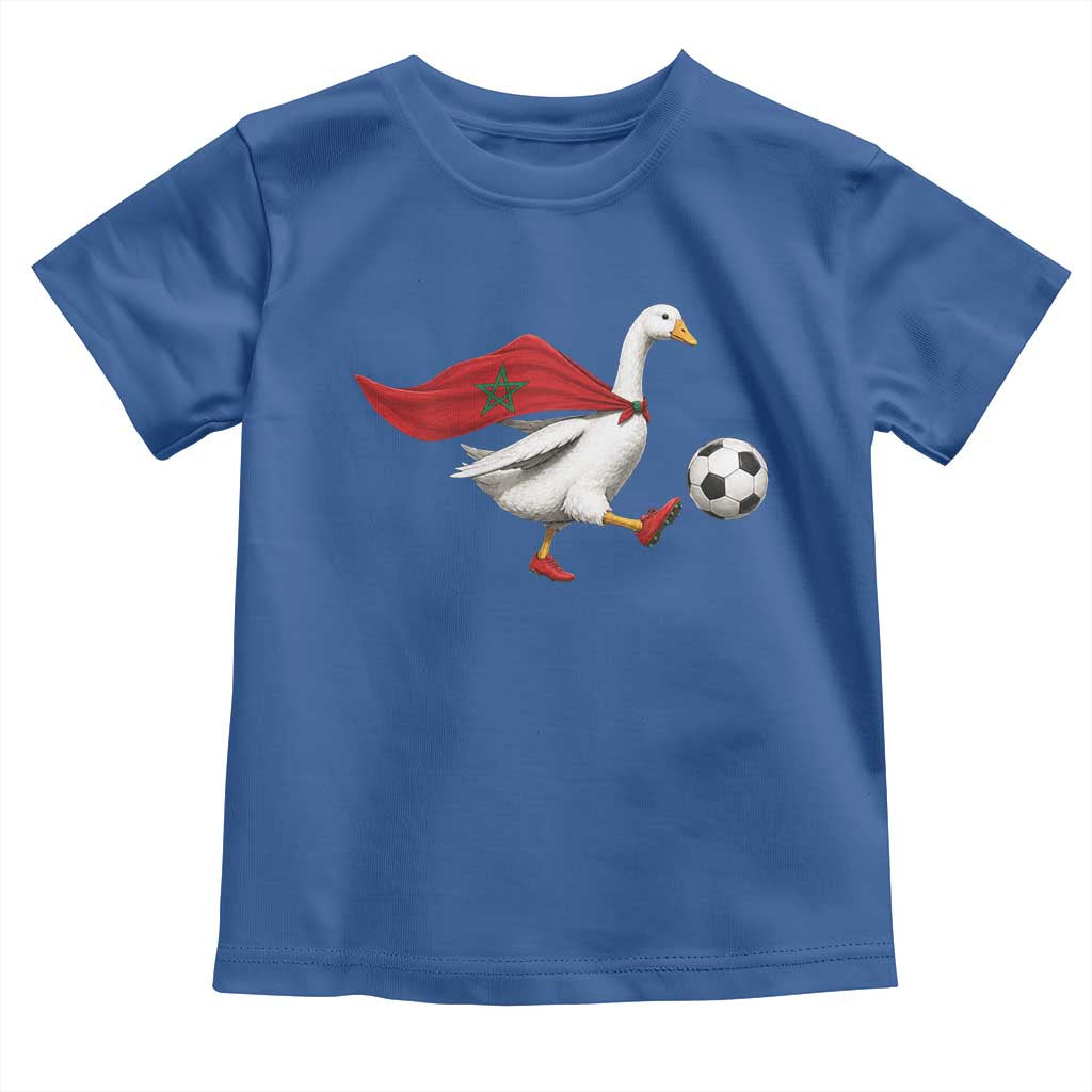 Morocco Soccer Toddler T Shirt Funny Goose Wearing Moroccan Flag Patriotic Football Fan Graphic