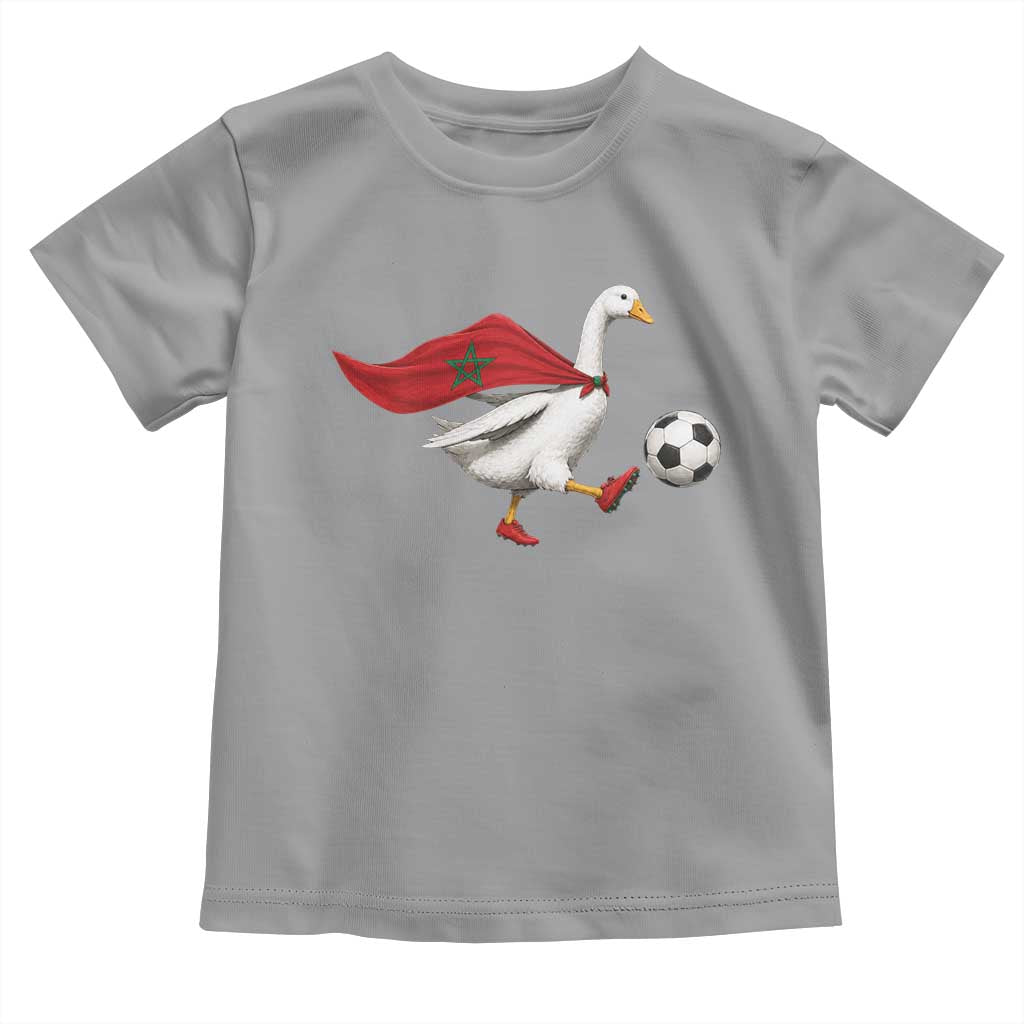 Morocco Soccer Toddler T Shirt Funny Goose Wearing Moroccan Flag Patriotic Football Fan Graphic