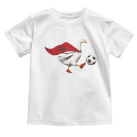 Morocco Soccer Toddler T Shirt Funny Goose Wearing Moroccan Flag Patriotic Football Fan Graphic
