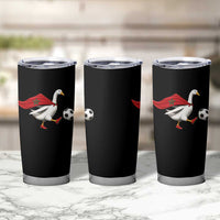 Morocco Soccer Tumbler Cup Funny Goose Wearing Moroccan Flag Patriotic Football Fan Graphic