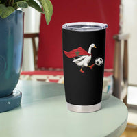 Morocco Soccer Tumbler Cup Funny Goose Wearing Moroccan Flag Patriotic Football Fan Graphic