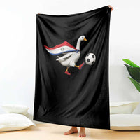 Funny Paraguay Soccer Throw Blanket Goose Wearing Paraguayan Flag Patriotic Football Fan Graphic