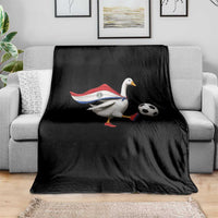 Funny Paraguay Soccer Throw Blanket Goose Wearing Paraguayan Flag Patriotic Football Fan Graphic