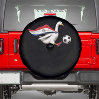Funny Paraguay Soccer Spare Tire Cover Goose Wearing Paraguayan Flag Patriotic Football Fan Graphic