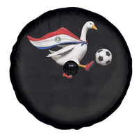 Funny Paraguay Soccer Spare Tire Cover Goose Wearing Paraguayan Flag Patriotic Football Fan Graphic