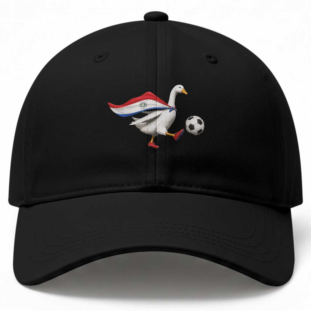 Funny Paraguay Soccer Baseball Cap Goose Wearing Paraguayan Flag Patriotic Football Fan Graphic