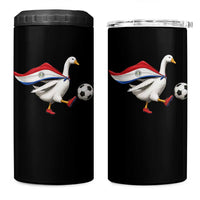 Funny Paraguay Soccer 4 in 1 Can Cooler Tumbler Goose Wearing Paraguayan Flag Patriotic Football Fan Graphic