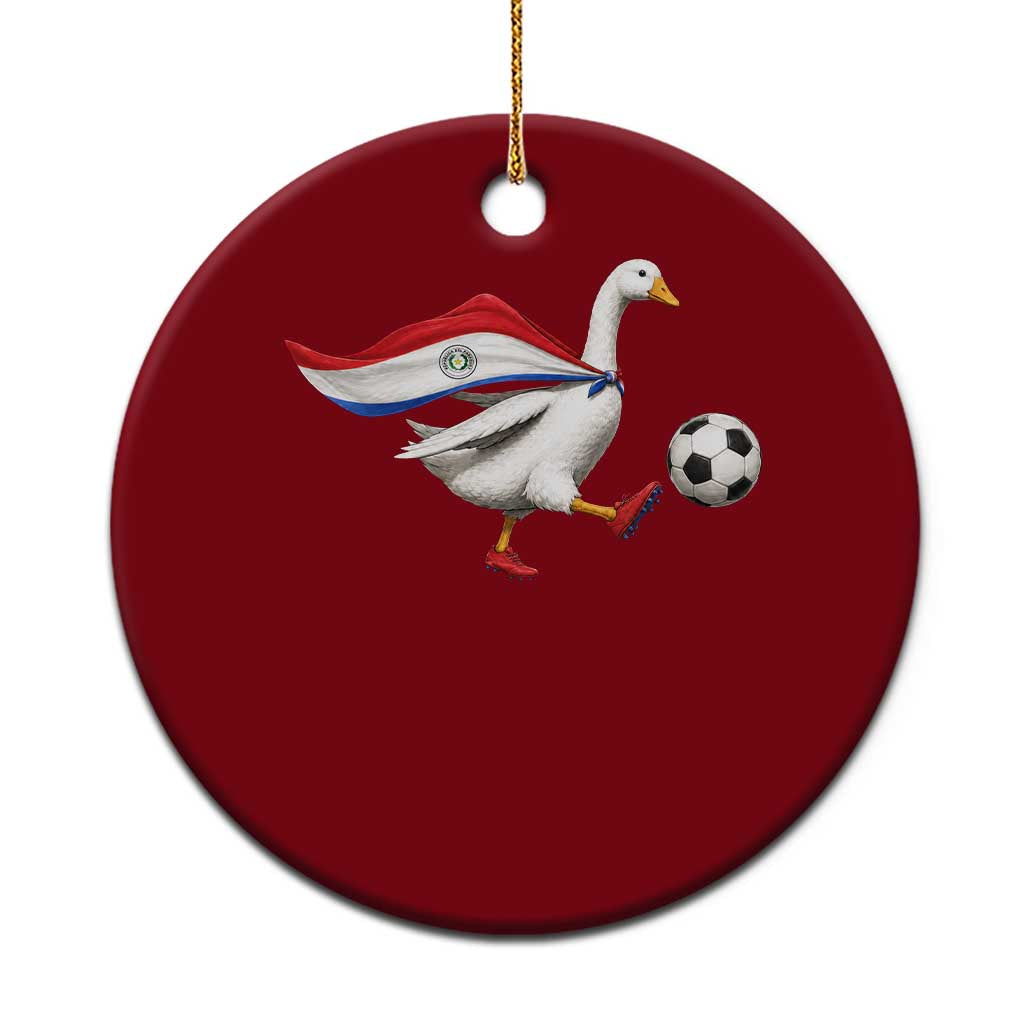 Funny Paraguay Soccer Ceramic Ornament Goose Wearing Paraguayan Flag Patriotic Football Fan Graphic