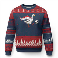 Funny Paraguay Soccer Ugly Christmas Sweater Goose Wearing Paraguayan Flag Patriotic Football Fan Graphic