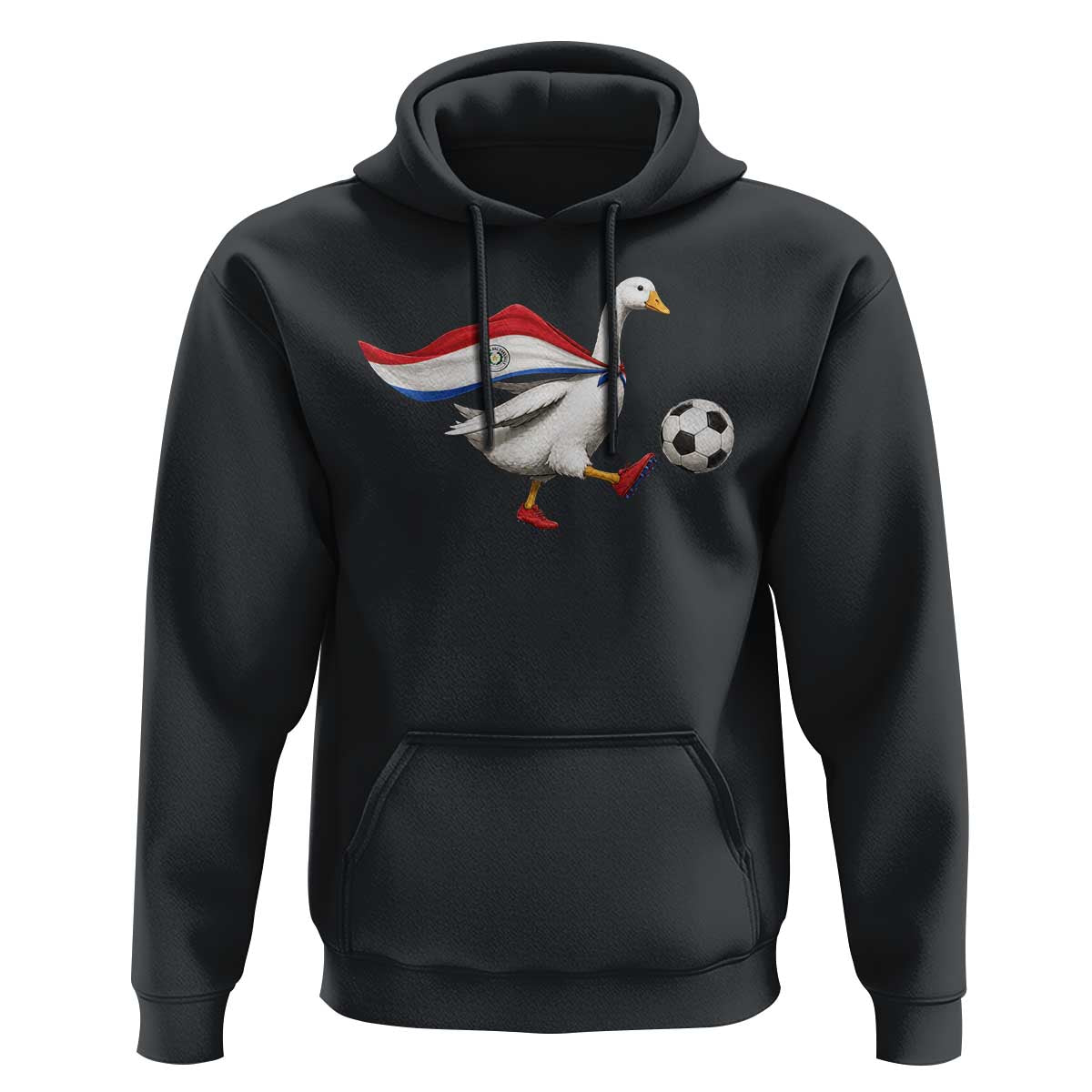 Funny Paraguay Soccer Hoodie Goose Wearing Paraguayan Flag Patriotic Football Fan Graphic
