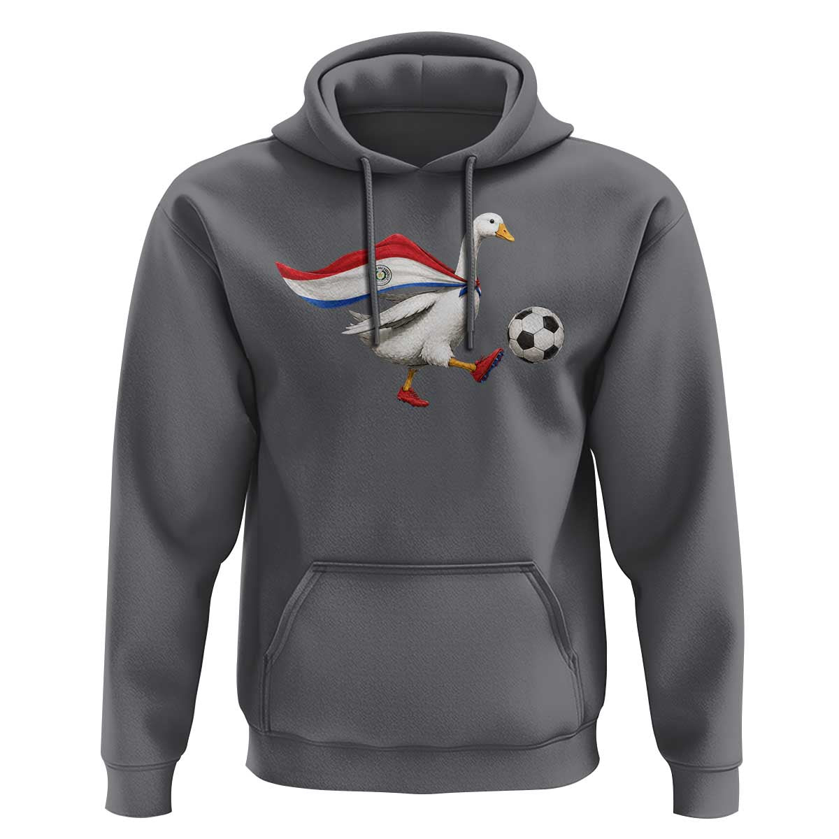 Funny Paraguay Soccer Hoodie Goose Wearing Paraguayan Flag Patriotic Football Fan Graphic