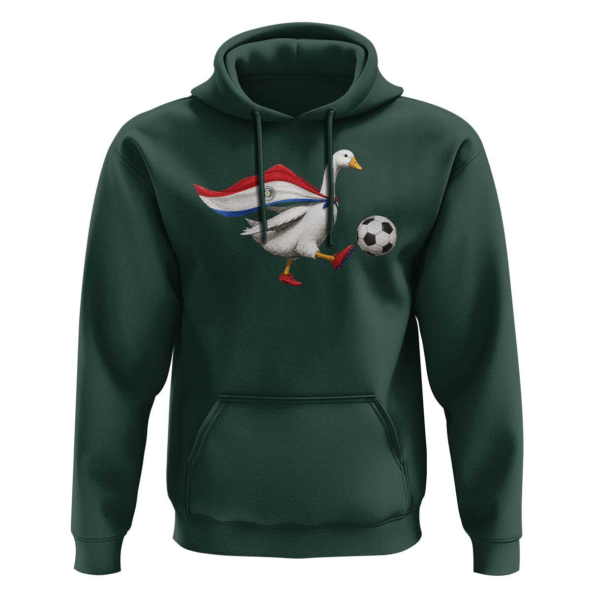 Funny Paraguay Soccer Hoodie Goose Wearing Paraguayan Flag Patriotic Football Fan Graphic