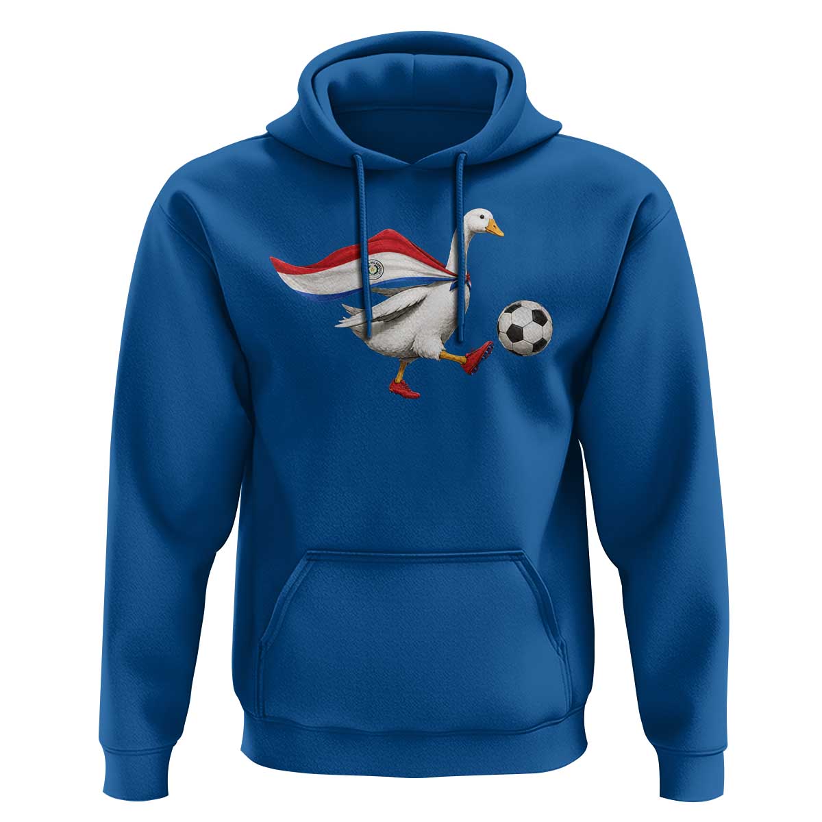 Funny Paraguay Soccer Hoodie Goose Wearing Paraguayan Flag Patriotic Football Fan Graphic