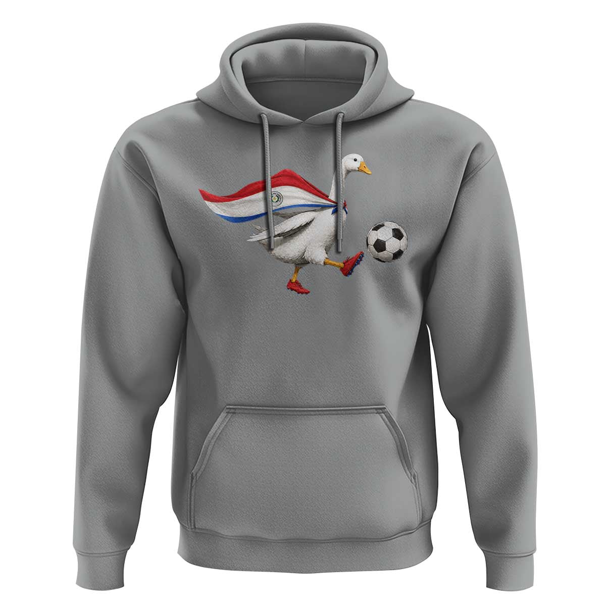 Funny Paraguay Soccer Hoodie Goose Wearing Paraguayan Flag Patriotic Football Fan Graphic