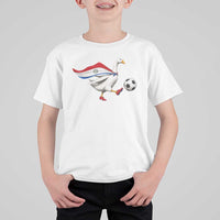 Funny Paraguay Soccer T Shirt For Kid Goose Wearing Paraguayan Flag Patriotic Football Fan Graphic