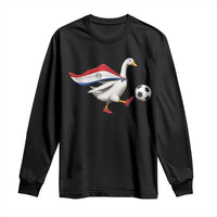 Funny Paraguay Soccer Long Sleeve Shirt Goose Wearing Paraguayan Flag Patriotic Football Fan Graphic