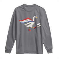 Funny Paraguay Soccer Long Sleeve Shirt Goose Wearing Paraguayan Flag Patriotic Football Fan Graphic