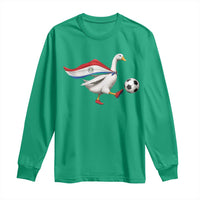 Funny Paraguay Soccer Long Sleeve Shirt Goose Wearing Paraguayan Flag Patriotic Football Fan Graphic