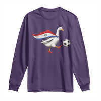 Funny Paraguay Soccer Long Sleeve Shirt Goose Wearing Paraguayan Flag Patriotic Football Fan Graphic