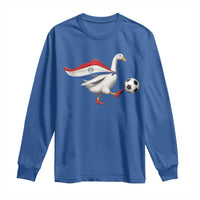 Funny Paraguay Soccer Long Sleeve Shirt Goose Wearing Paraguayan Flag Patriotic Football Fan Graphic