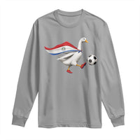 Funny Paraguay Soccer Long Sleeve Shirt Goose Wearing Paraguayan Flag Patriotic Football Fan Graphic