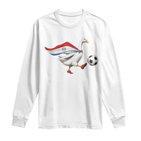 Funny Paraguay Soccer Long Sleeve Shirt Goose Wearing Paraguayan Flag Patriotic Football Fan Graphic