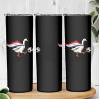 Funny Paraguay Soccer Skinny Tumbler Goose Wearing Paraguayan Flag Patriotic Football Fan Graphic