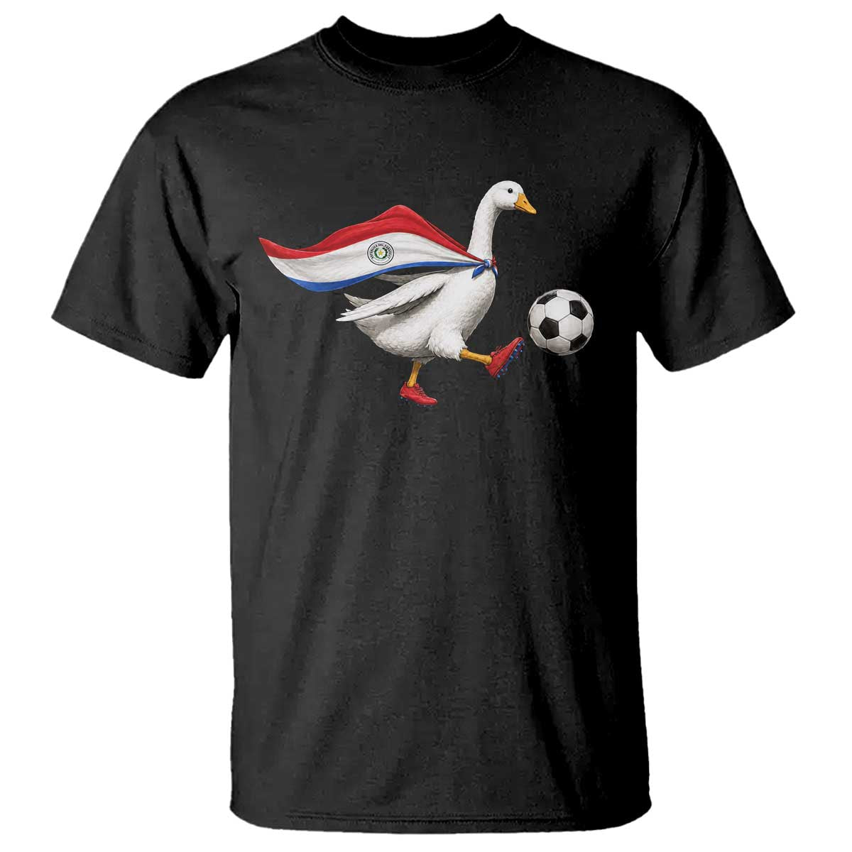 Funny Paraguay Soccer T Shirt Goose Wearing Paraguayan Flag Patriotic Football Fan Graphic