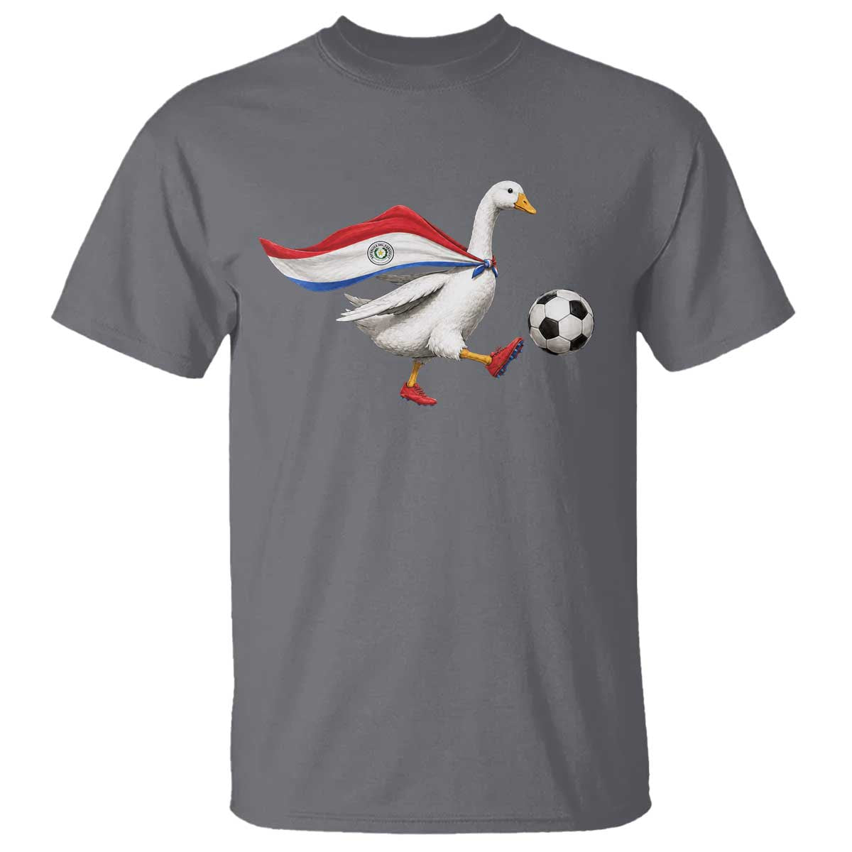 Funny Paraguay Soccer T Shirt Goose Wearing Paraguayan Flag Patriotic Football Fan Graphic