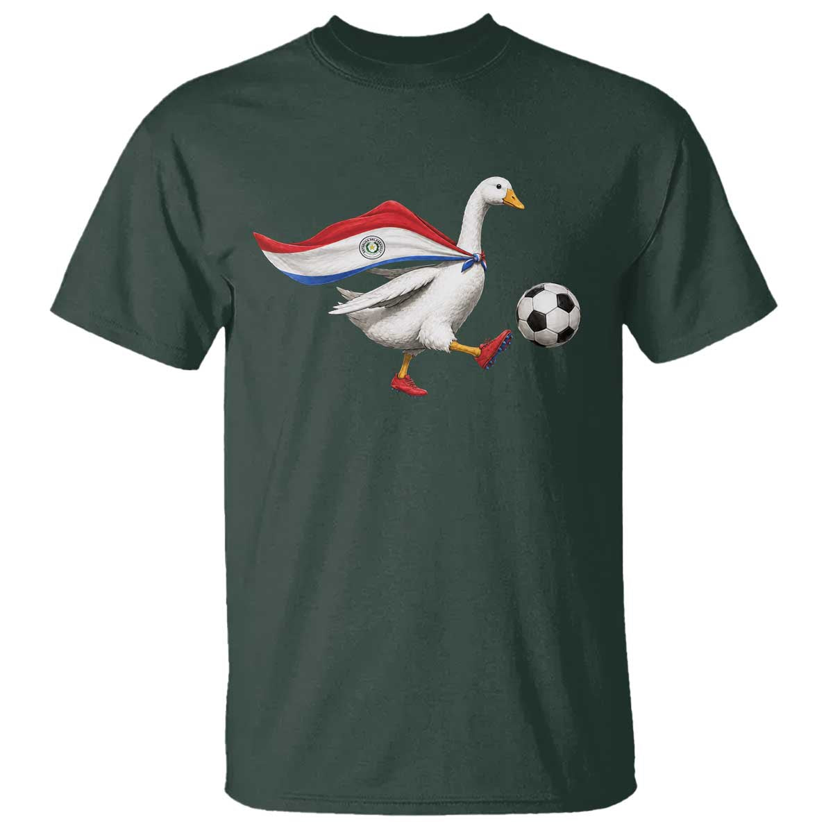 Funny Paraguay Soccer T Shirt Goose Wearing Paraguayan Flag Patriotic Football Fan Graphic