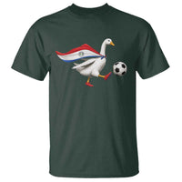 Funny Paraguay Soccer T Shirt Goose Wearing Paraguayan Flag Patriotic Football Fan Graphic