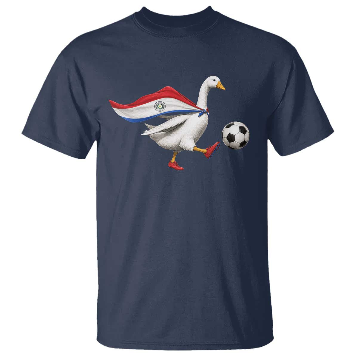 Funny Paraguay Soccer T Shirt Goose Wearing Paraguayan Flag Patriotic Football Fan Graphic