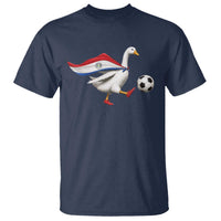 Funny Paraguay Soccer T Shirt Goose Wearing Paraguayan Flag Patriotic Football Fan Graphic