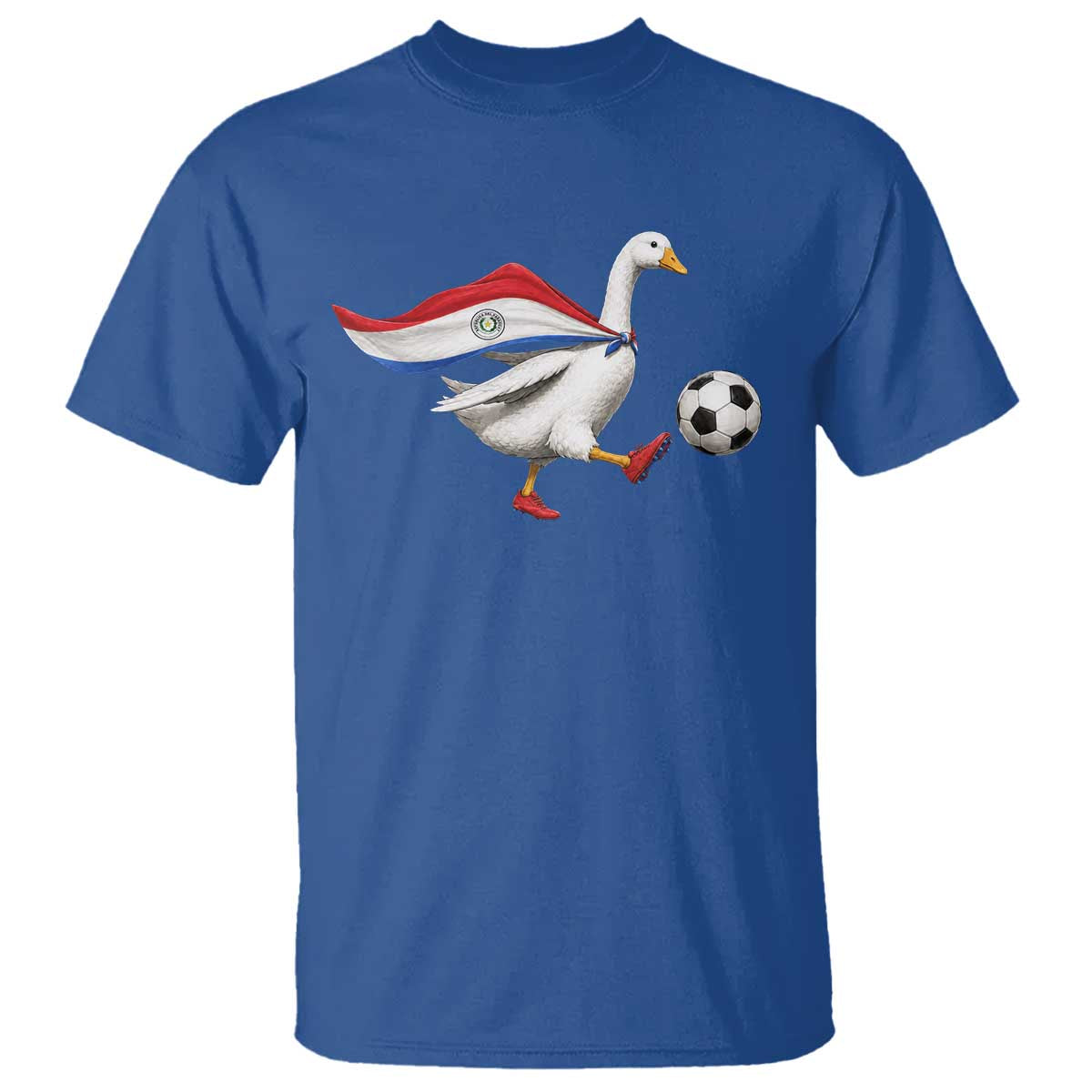 Funny Paraguay Soccer T Shirt Goose Wearing Paraguayan Flag Patriotic Football Fan Graphic