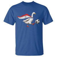 Funny Paraguay Soccer T Shirt Goose Wearing Paraguayan Flag Patriotic Football Fan Graphic
