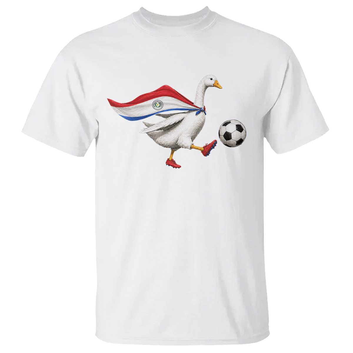 Funny Paraguay Soccer T Shirt Goose Wearing Paraguayan Flag Patriotic Football Fan Graphic