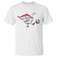 Funny Paraguay Soccer T Shirt Goose Wearing Paraguayan Flag Patriotic Football Fan Graphic