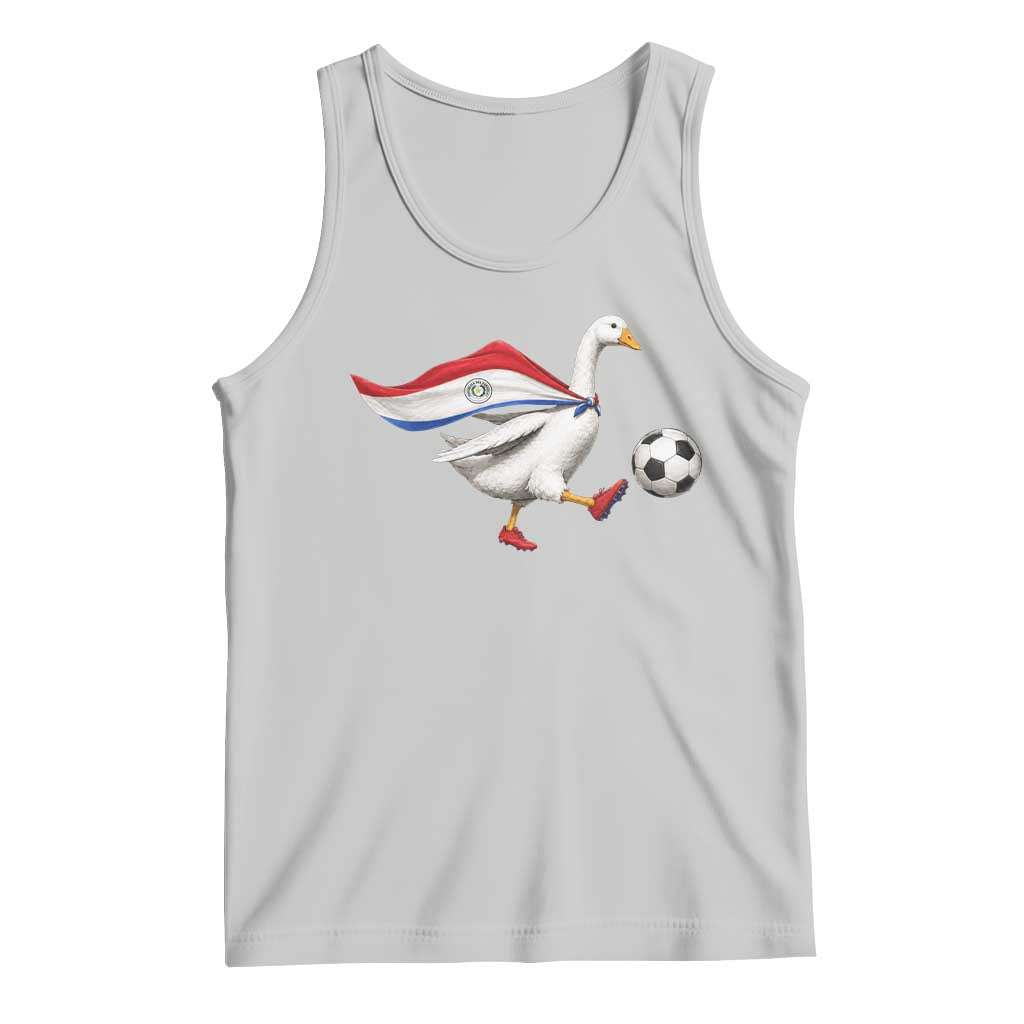 Funny Paraguay Soccer Tank Top Goose Wearing Paraguayan Flag Patriotic Football Fan Graphic