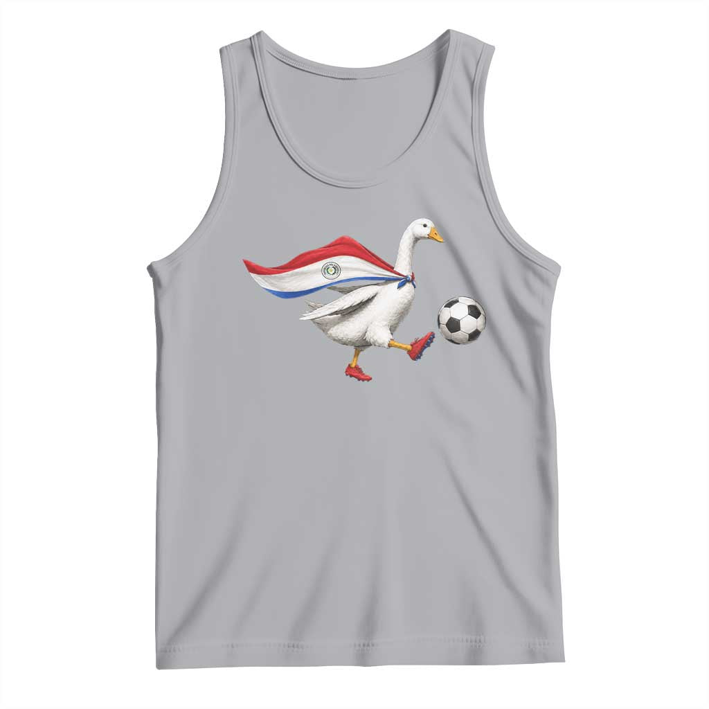 Funny Paraguay Soccer Tank Top Goose Wearing Paraguayan Flag Patriotic Football Fan Graphic
