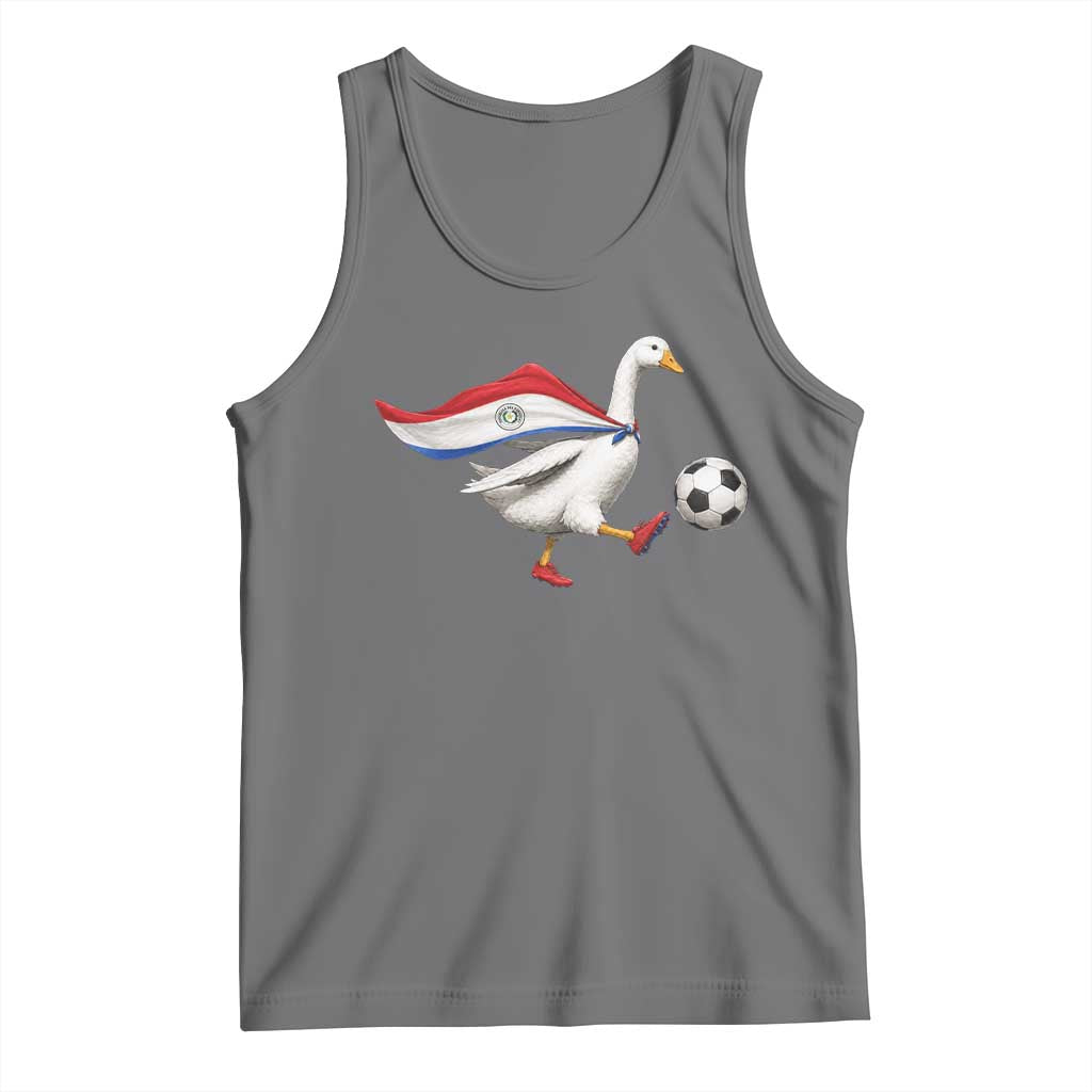 Funny Paraguay Soccer Tank Top Goose Wearing Paraguayan Flag Patriotic Football Fan Graphic