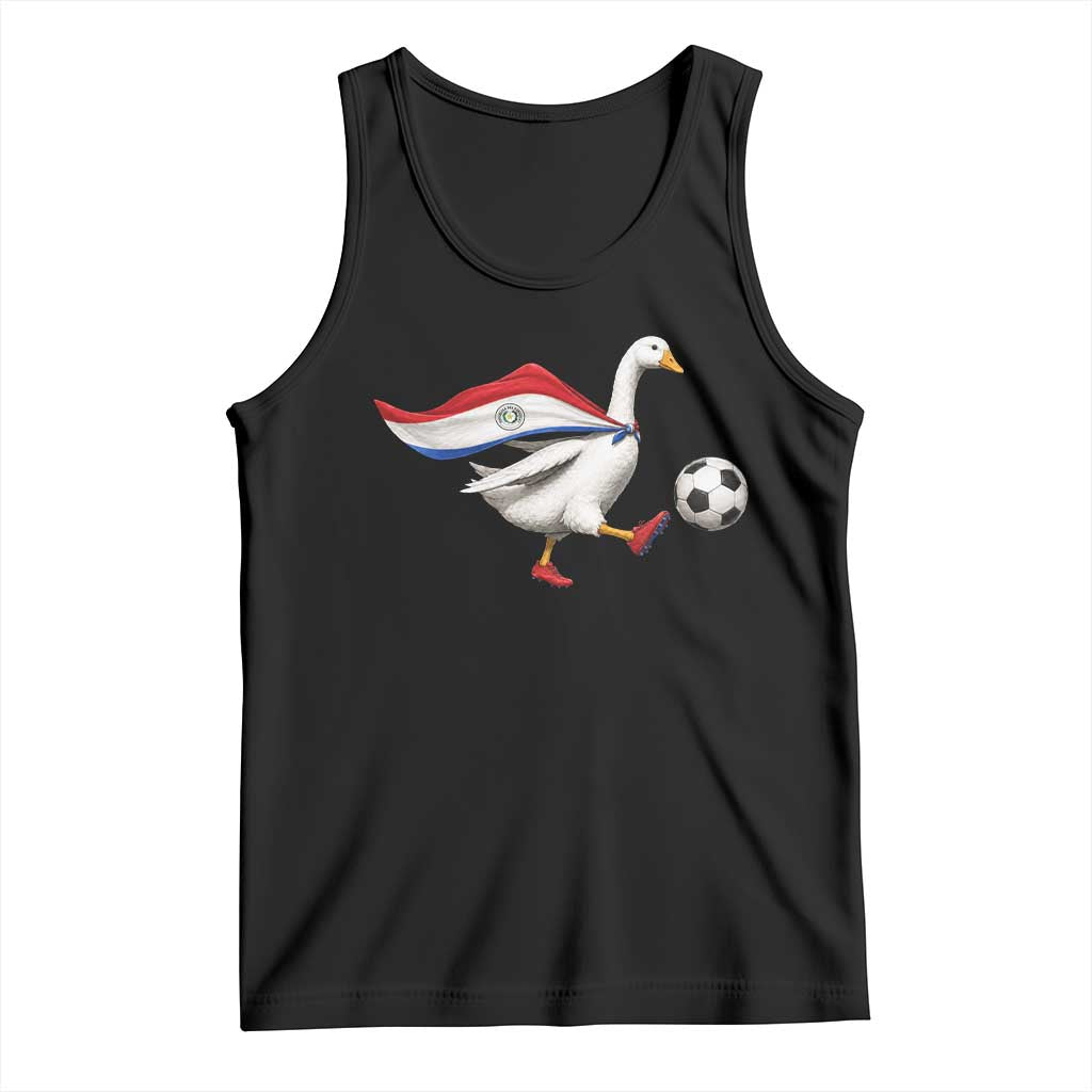 Funny Paraguay Soccer Tank Top Goose Wearing Paraguayan Flag Patriotic Football Fan Graphic